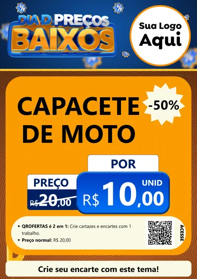 Modelo de Cartaz para Cartaz A4 Vertical com o tema Dia D Preço Baixo para Moto peças