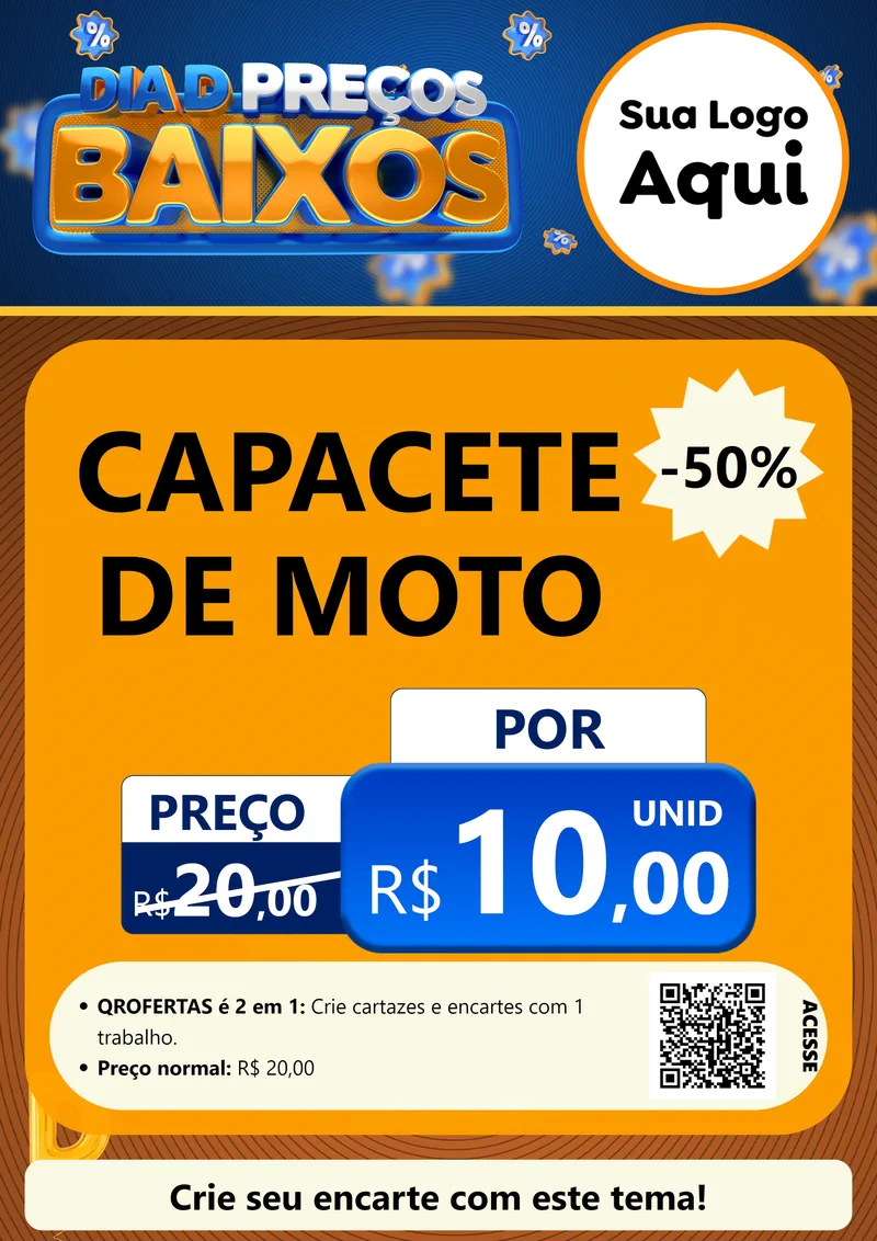 Modelo de Cartaz para Cartaz A4 Vertical com o tema Dia D Preço Baixo para Moto peças