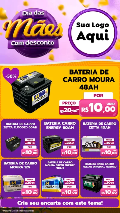 Modelo de Rede Social para Stories com o tema Dia das Mães com Desconto para Baterias Elétricas