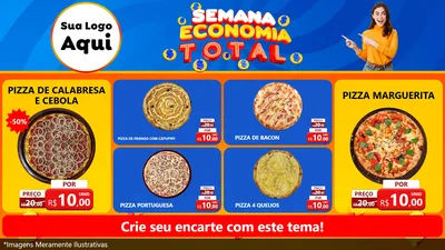 Modelo de TV para TV Horizontal com o tema Semana Economia Total para Pizzaria