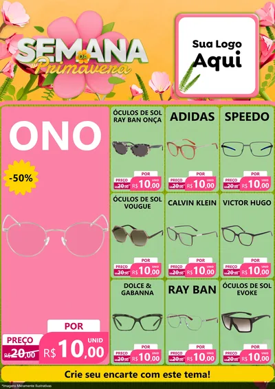 Modelo de Encarte para Encarte A4 Vertical com o tema Semana da Primavera para Óticas