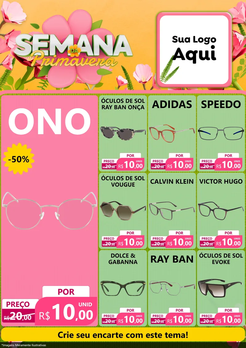 Modelo de Encarte para Encarte A4 Vertical com o tema Semana da Primavera para Óticas