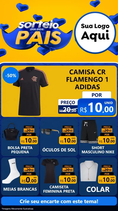 Modelo de Rede Social para Stories com o tema Sorteio Dia dos Pais para Roupas e acessórios