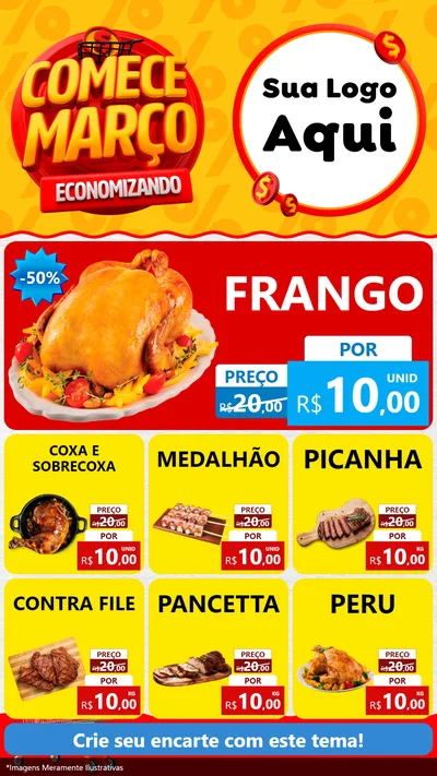 Modelo de Rede Social para Stories com o tema Comece Março Economizando para Assados