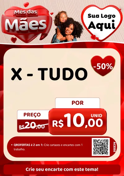 Modelo de Cartaz para Cartaz A4 Vertical com o tema Mês das Mães para Hamburgueria