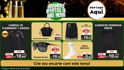 Modelo de TV para TV Horizontal com o tema Grandes Ofertas de Ano Novo para Roupas e acessórios
