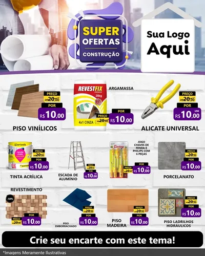 Modelo de Rede Social para Feed Instagram com o tema Super Ofertas - Construção para Material para Construção