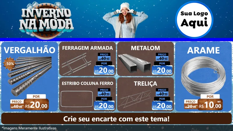 Modelo de TV para TV Horizontal com o tema Inverno na Moda para Ferragens