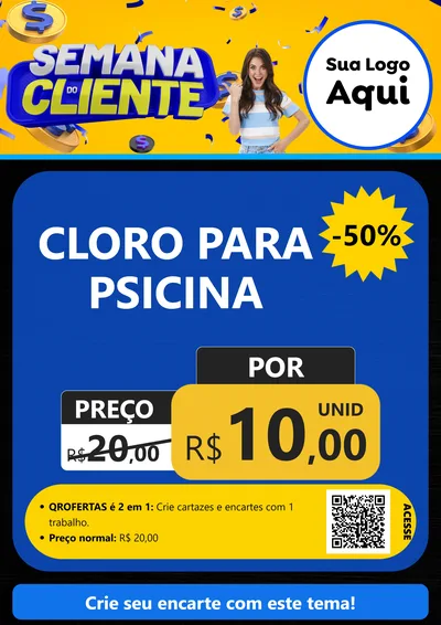 Modelo de Cartaz para Cartaz A4 Vertical com o tema Semana do Cliente para Produtos para Piscina