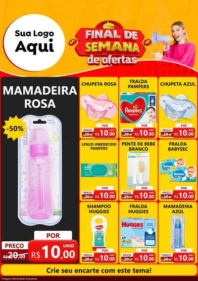 Modelo de Encarte para Encarte A4 Vertical com o tema Final de Semana de Ofertas para Bebês