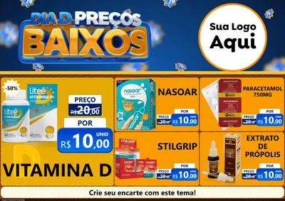 Modelo de Encarte para Encarte A4 Horizontal com o tema Dia D Preço Baixo para Farmácia