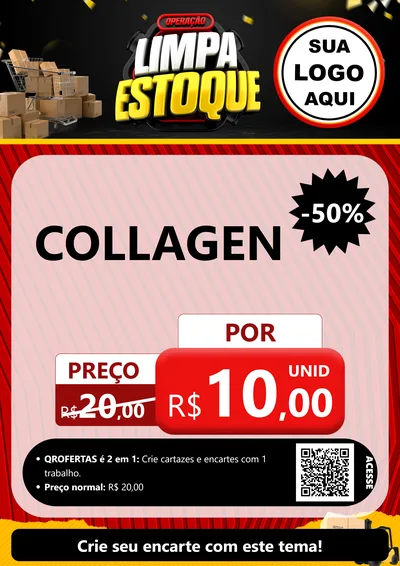 Modelo de Cartaz para Cartaz A4 Vertical com o tema Operação Limpa Estoque para Suplementos alimentares