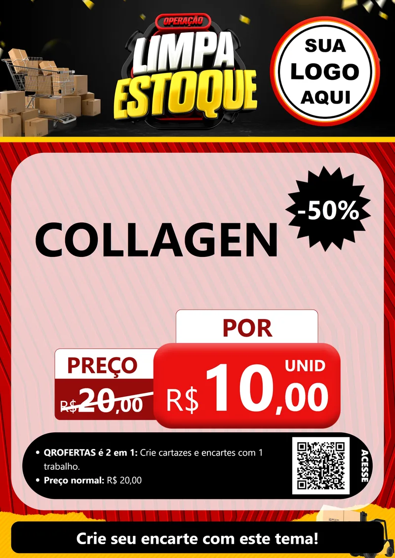 Modelo de Cartaz para Cartaz A4 Vertical com o tema Operação Limpa Estoque para Suplementos alimentares