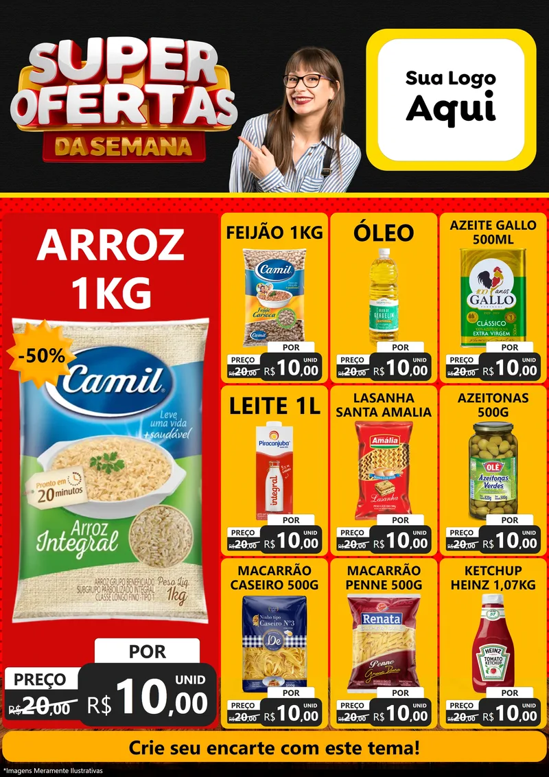 Modelo de Encarte para Encarte A4 Vertical com o tema Super Ofertas da Semana para Supermercado