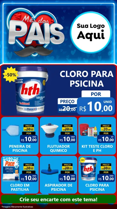 Modelo de Rede Social para Stories com o tema Mês Dos Pais para Produtos para Piscina