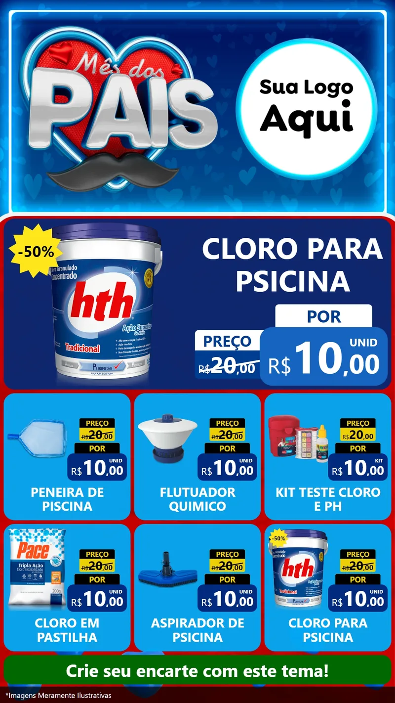 Modelo de Rede Social para Stories com o tema Mês Dos Pais para Produtos para Piscina