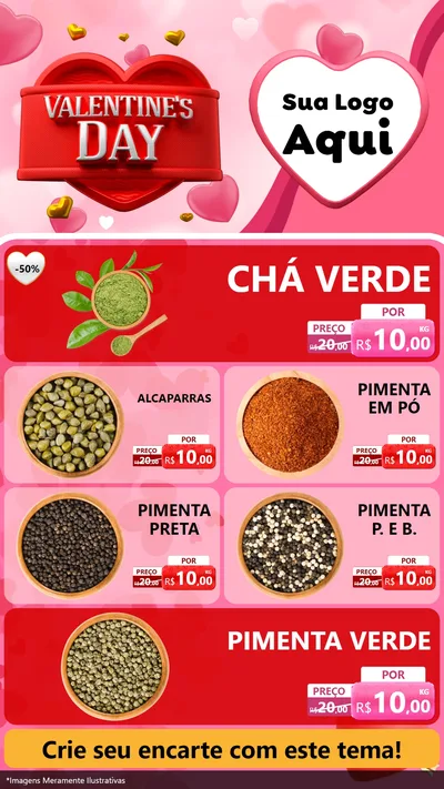Modelo de TV para TV Vertical com o tema Valentine's Day para Produtos Naturais