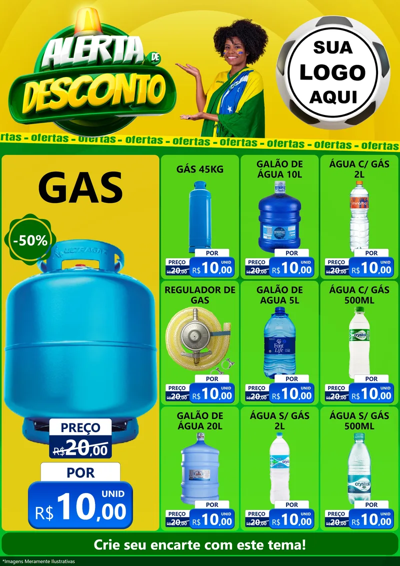 Modelo de Encarte para Encarte A4 Vertical com o tema Alerta de Desconto para Água e gás
