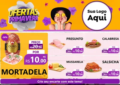 Modelo de Encarte para Encarte A4 Horizontal com o tema Ofertas Da Primavera para Frios e Laticínios