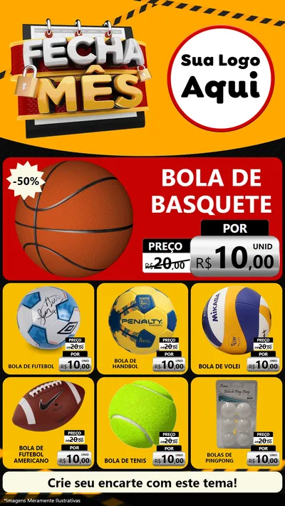 Modelo de Rede Social para Stories com o tema Fecha Mês para Artigos Esportivos
