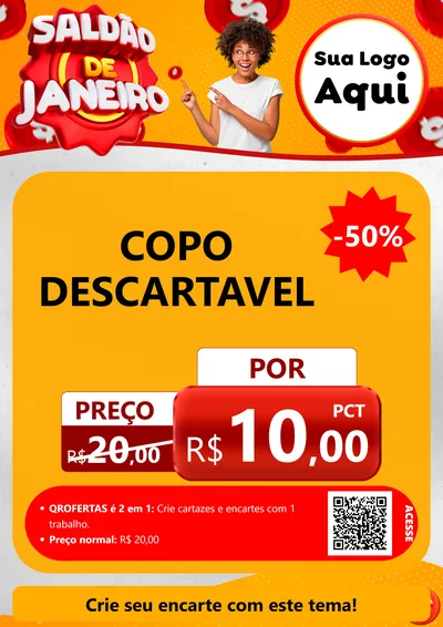 Modelo de Cartaz para Cartaz A4 Vertical com o tema Saldão de Janeiro para Embalagens
