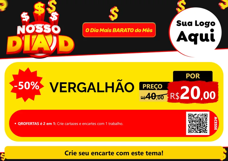 Modelo de Cartaz para Cartaz A4 Horizontal com o tema Nosso Dia D para Ferragens