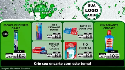 Modelo de TV para TV Horizontal com o tema Promoção de Aniversário - 3 Anos para Higiene Pessoal