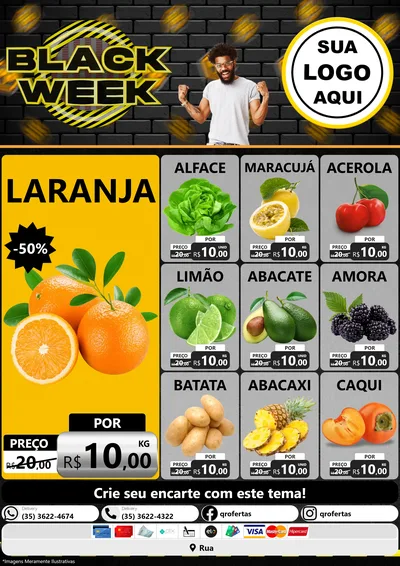 Modelo de Encarte para Encarte A4 Vertical com o tema Black Week para Hortifrúti