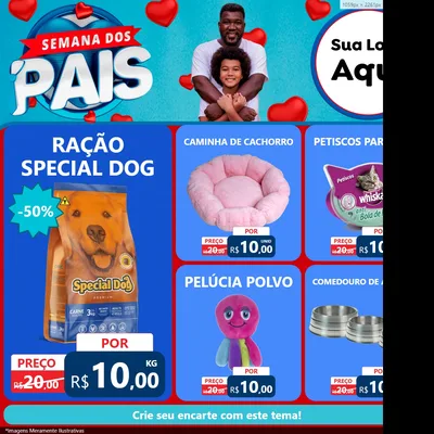 Modelo de Rede Social para Feed Facebook com o tema Semana Dos Pais para Pet Shop