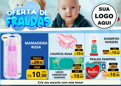 Modelo de Encarte para Encarte A4 Horizontal com o tema Oferta de Fraldas para Bebês