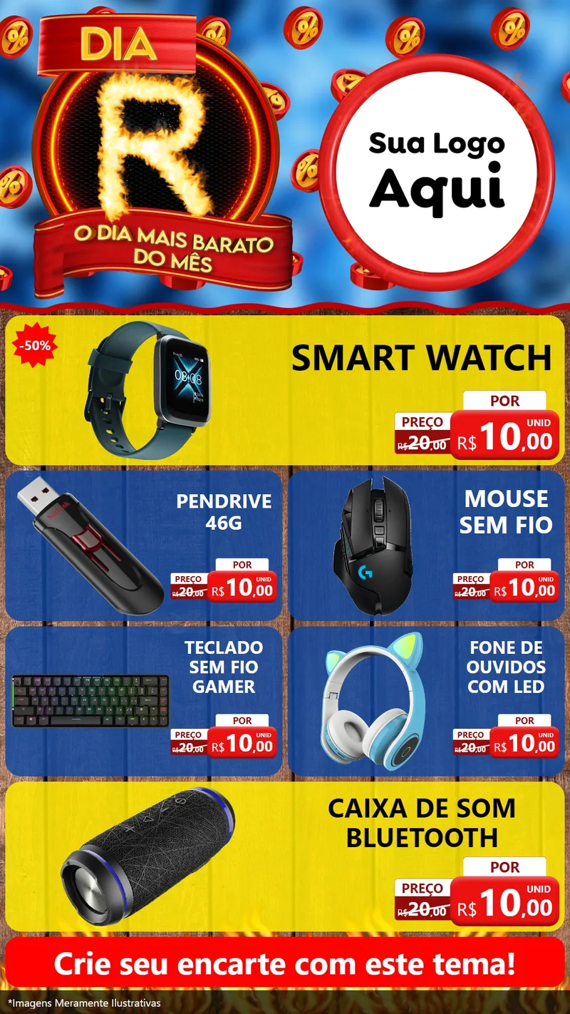 Modelo de TV para TV Vertical com o tema Dia R - O Dia Mais Barato Do Mês para Informática