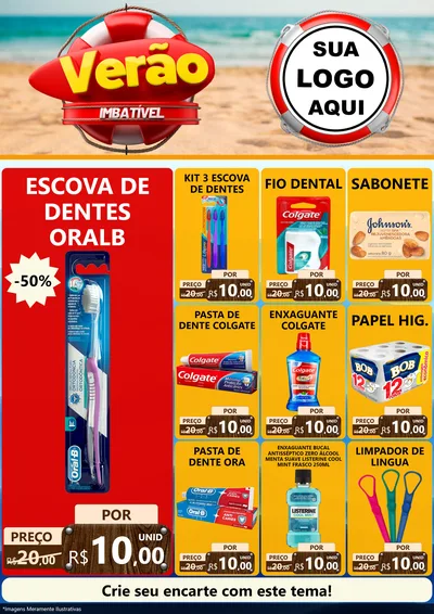 Modelo de Encarte para Encarte A4 Vertical com o tema Verão Imbatível para Higiene Pessoal