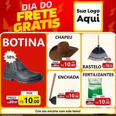 Modelo de Rede Social para Feed Facebook com o tema Dia do Frete Grátis para Agropecuária