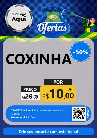 Modelo de Cartaz para Cartaz A4 Vertical com o tema Ofertas (Futebol) para Salgadaria