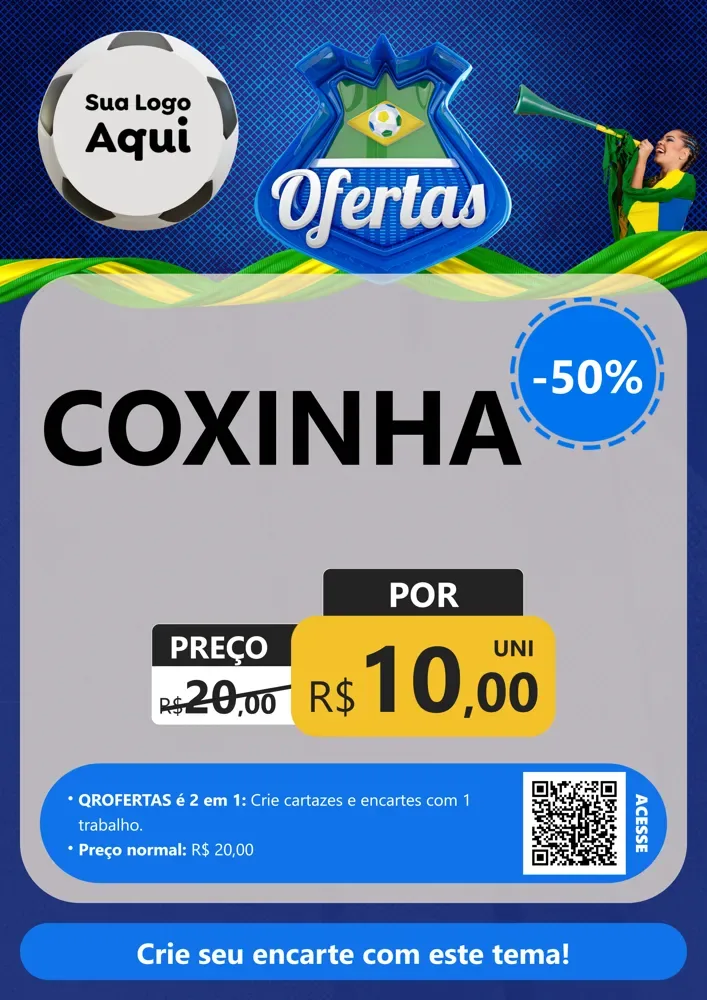Modelo de Cartaz para Cartaz A4 Vertical com o tema Ofertas (Futebol) para Salgadaria
