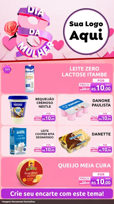 Modelo de TV para TV Vertical com o tema Dia da Mulher para Frios e Laticínios