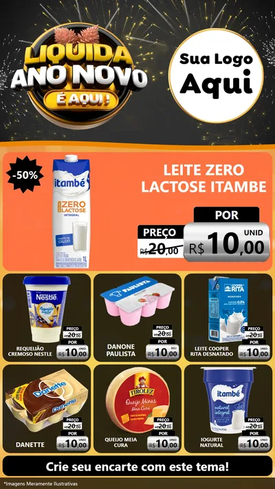 Modelo de Rede Social para Stories com o tema Liquida Ano Novo É Aqui! para Frios e Laticínios