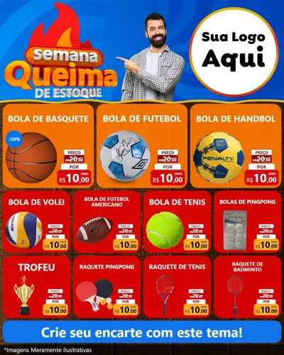 Modelo de Rede Social para Feed Instagram com o tema Semana Queima de Estoque para Artigos Esportivos