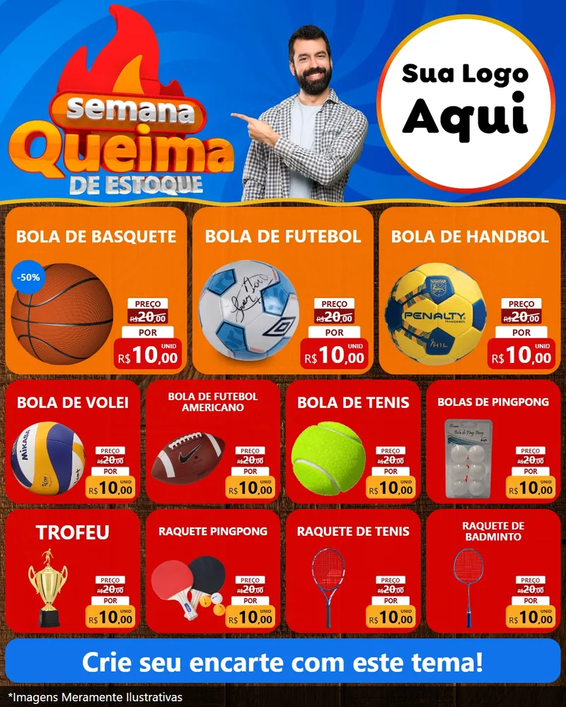 Modelo de Rede Social para Feed Instagram com o tema Semana Queima de Estoque para Artigos Esportivos
