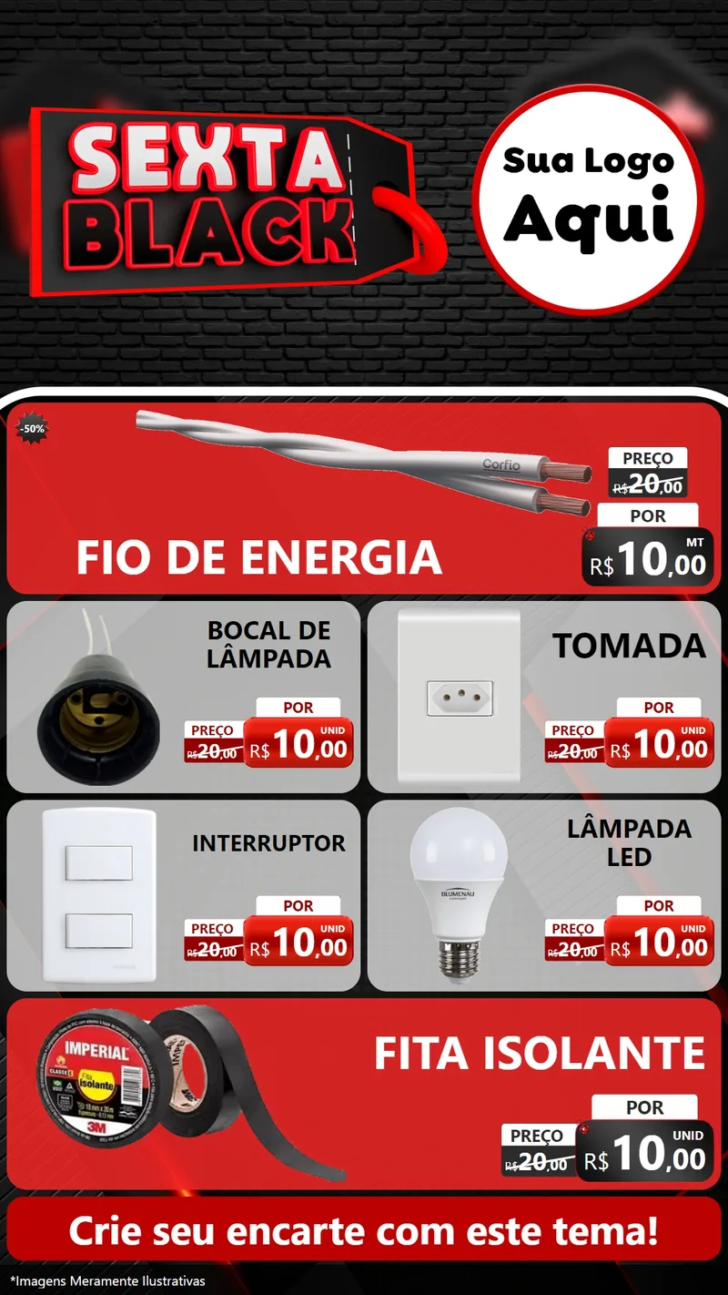 Modelo de TV para TV Vertical com o tema Sexta Black para Materiais Elétricos