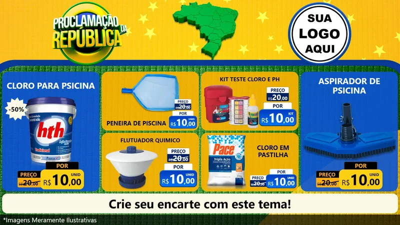 Modelo de TV para TV Horizontal com o tema Proclamação da República para Produtos para Piscina