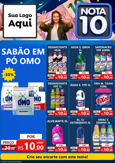 Modelo de Encarte para Encarte A4 Vertical com o tema Nota 10 para Produtos de Limpeza