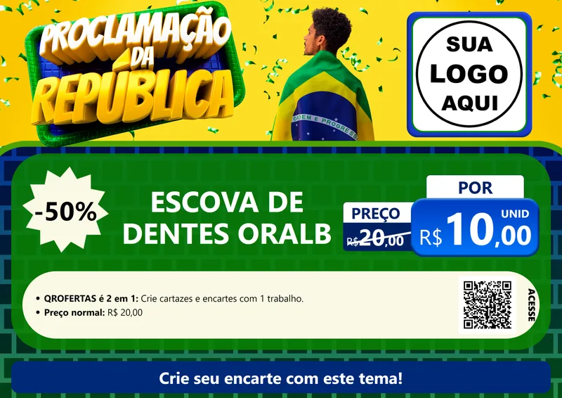 Modelo de Cartaz para Cartaz A4 Horizontal com o tema Proclamação da República para Higiene Pessoal