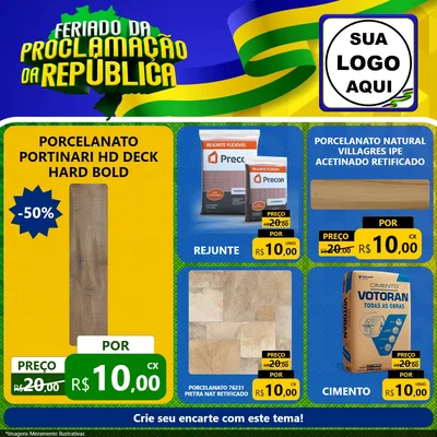 Modelo de Rede Social para Feed Facebook com o tema Feriado da Proclamação da República para Pisos e revestimentos
