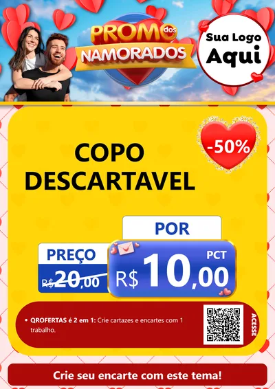 Modelo de Cartaz para Cartaz A4 Vertical com o tema Promo dos Namorados para Embalagens