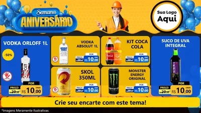 Modelo de TV para TV Horizontal com o tema Semana de Aniversário para Distribuidora de bebidas