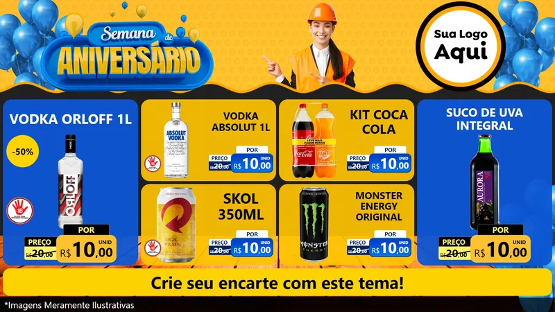 Modelo de TV para TV Horizontal com o tema Semana de Aniversário para Distribuidora de bebidas