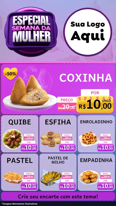 Modelo de Rede Social para Stories com o tema Especial Semana da Mulher para Salgadaria