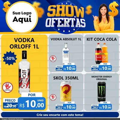 Modelo de Rede Social para Feed Facebook com o tema Show de Ofertas para Distribuidora de bebidas