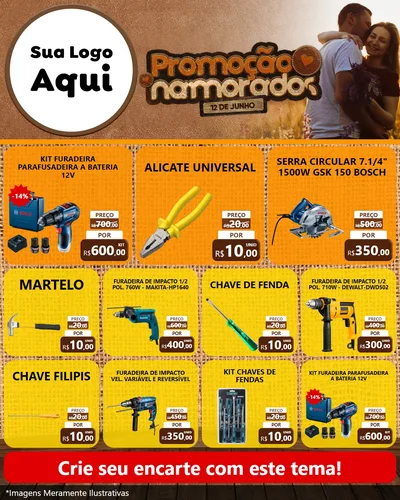 Modelo de Rede Social para Feed Instagram com o tema Promoção Namorados para Maquinas e Ferramentas